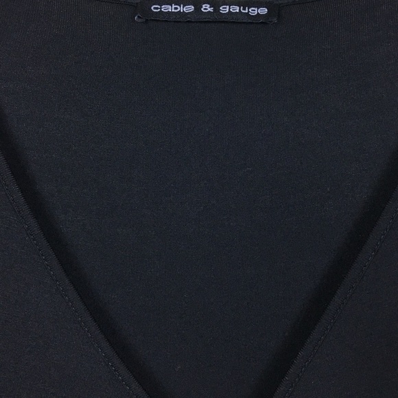 Cable & Gauge Black Ring Ruched Waist Faux Wrap Short Sleeve Dress 
Size XS - Picture 5 of 5